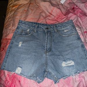 Light Wash Distressed Shorts